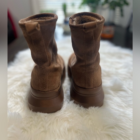 Zara Women's Suede Chunky Platform Winter Ankle Boots Tan Sherpa size 39 - Picture 5 of 12
